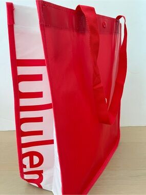NEW LULULEMON Red white Logo Tote Bag Shopper Tote